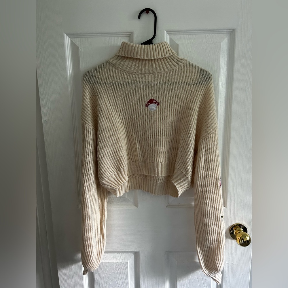 Cottagecore Romwe Embroidered Mushroom Sweater (women’s medium)